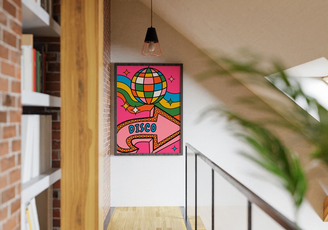 Bright Disco This Way Pink Disco Kitchen Art Print - Image 2