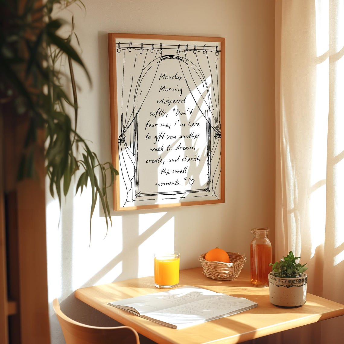 Monday Morning Whispered Softly Dream Create Cherish Quote Poster - Image 2