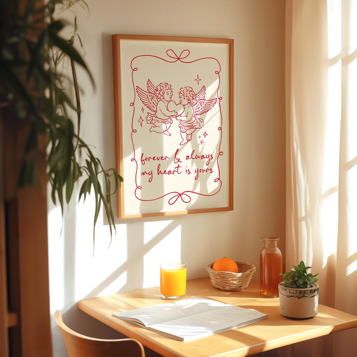 Cherub Duo Forever and Always My Heart Is Yours Romantic Love Poster - Image 2