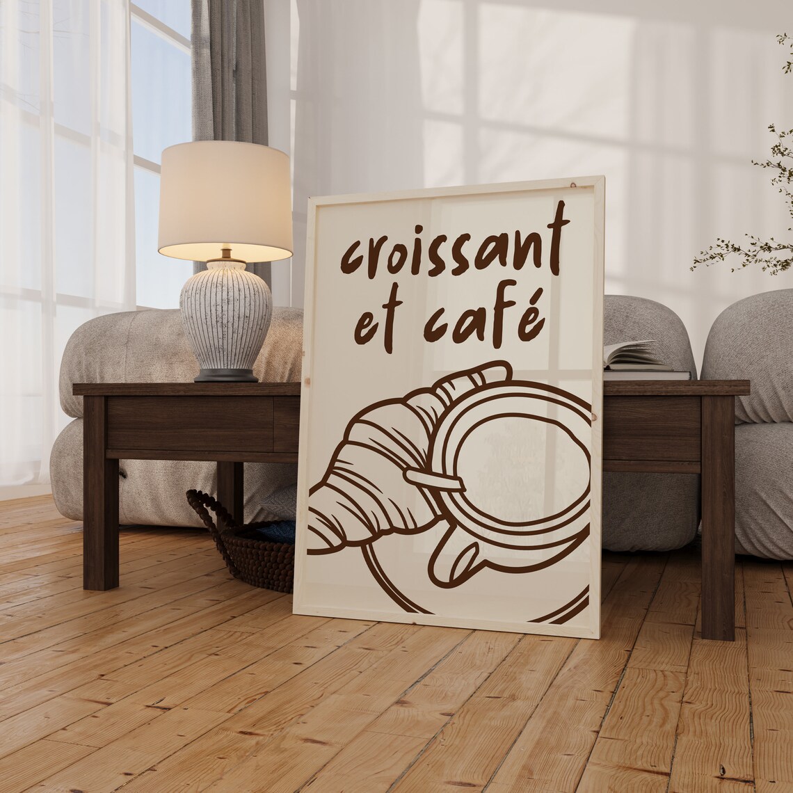 Caf Et Croissant French Kitchen Art Print, Minimalist - Image 3