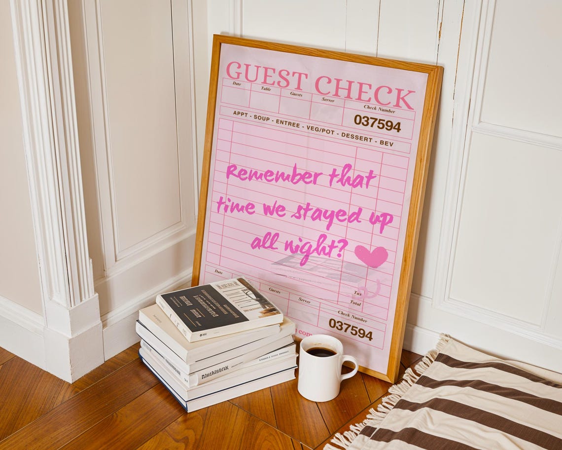 Remember That Time We Stayed Up All Night Pink Guest Check Love Poster - Image 4