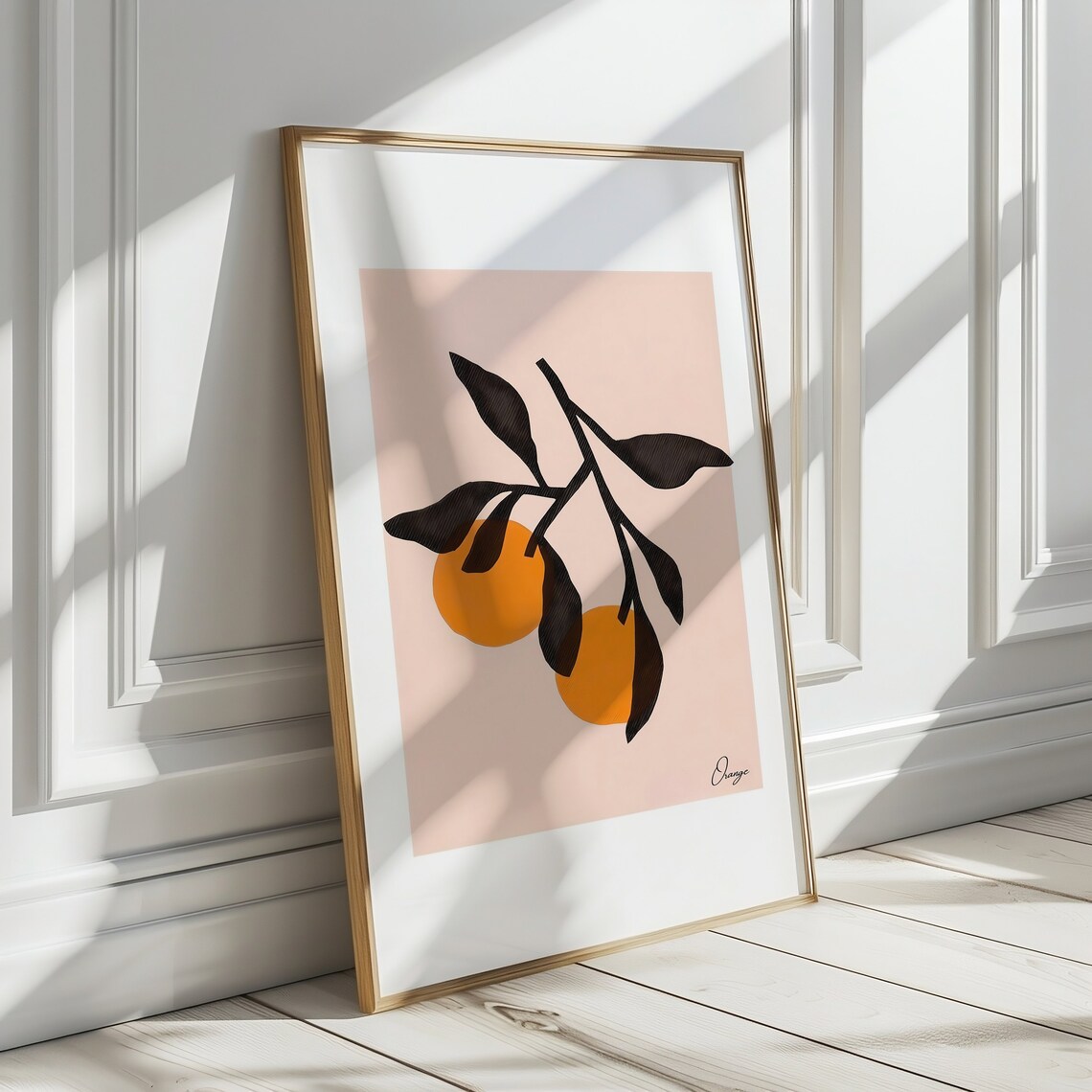 Minimalist Orange Branch Bold Black Leaf Modern Botanical Poster - Image 2