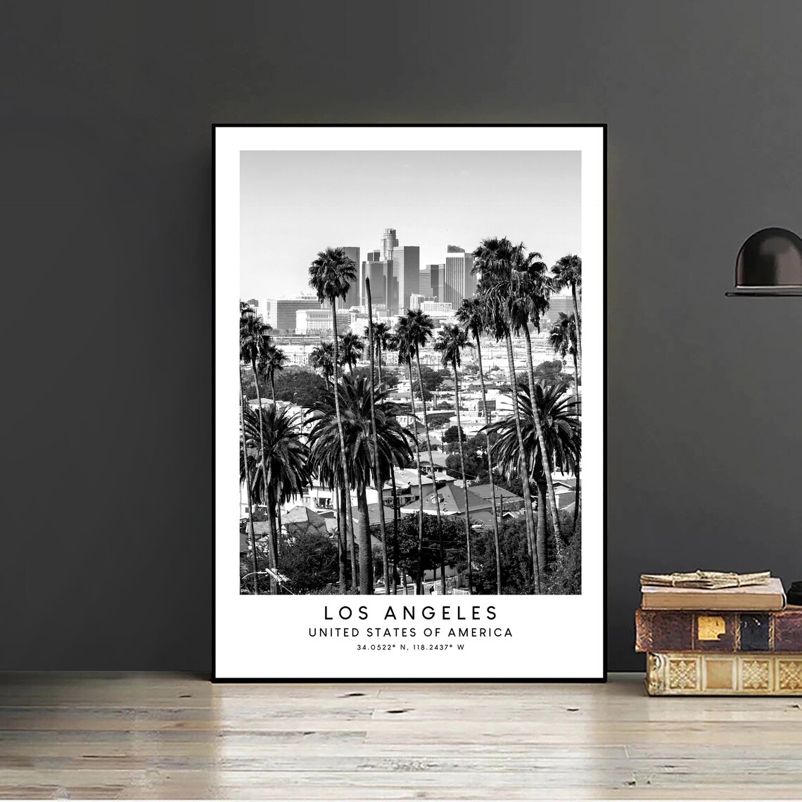 Los Angeles Travel Print, Minimalist Black and White - Image 2