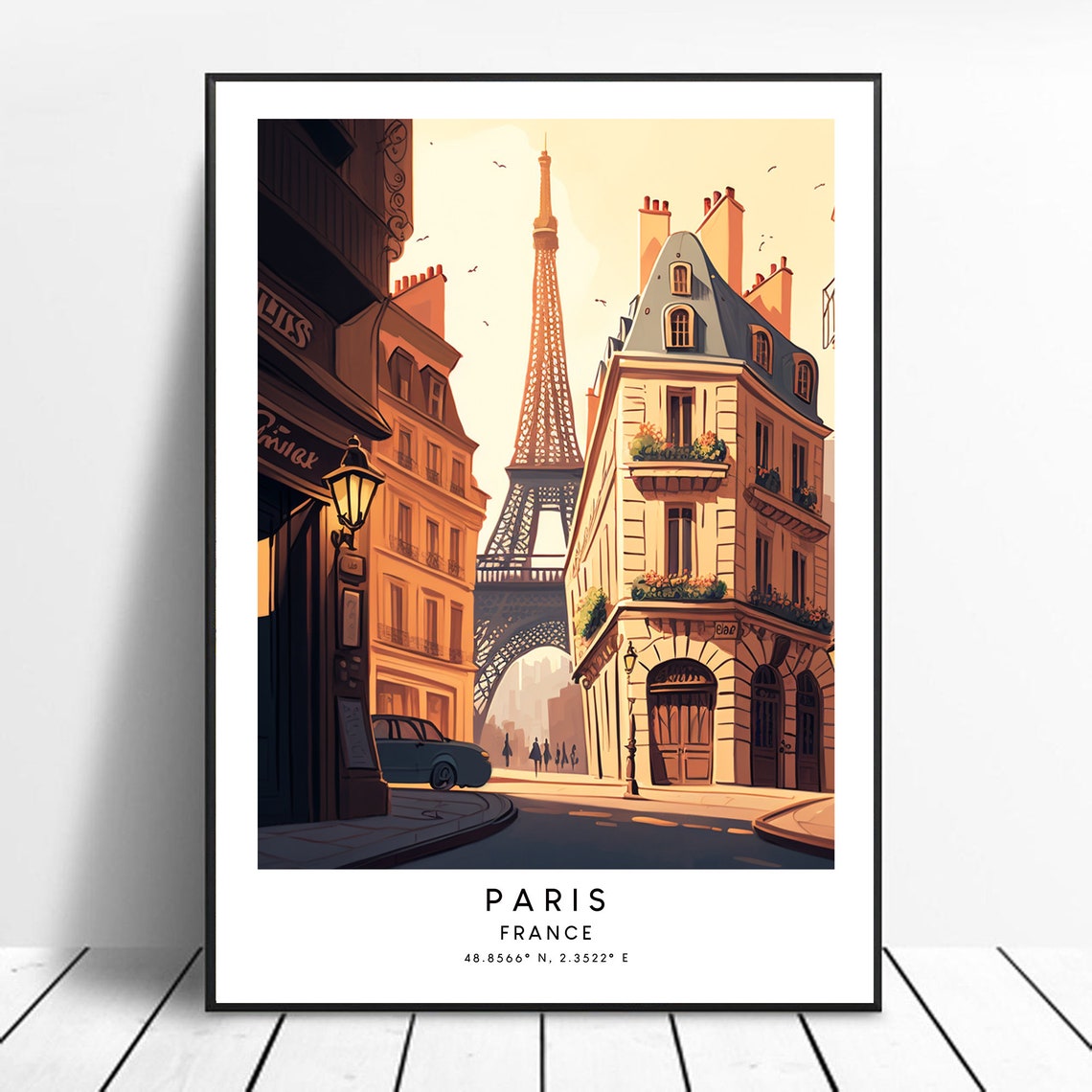 Paris City Print, Minimalist Paris Travel Poster