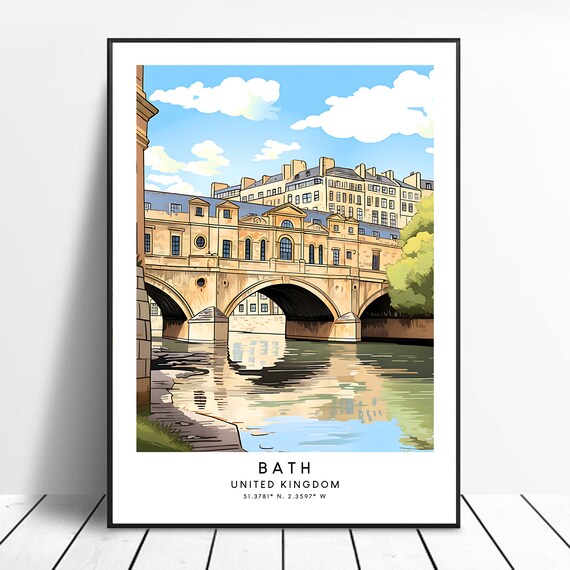 Bath Travel Print Colourful Poster Abstract Minimalist Wall Art United Kingdom Gift
