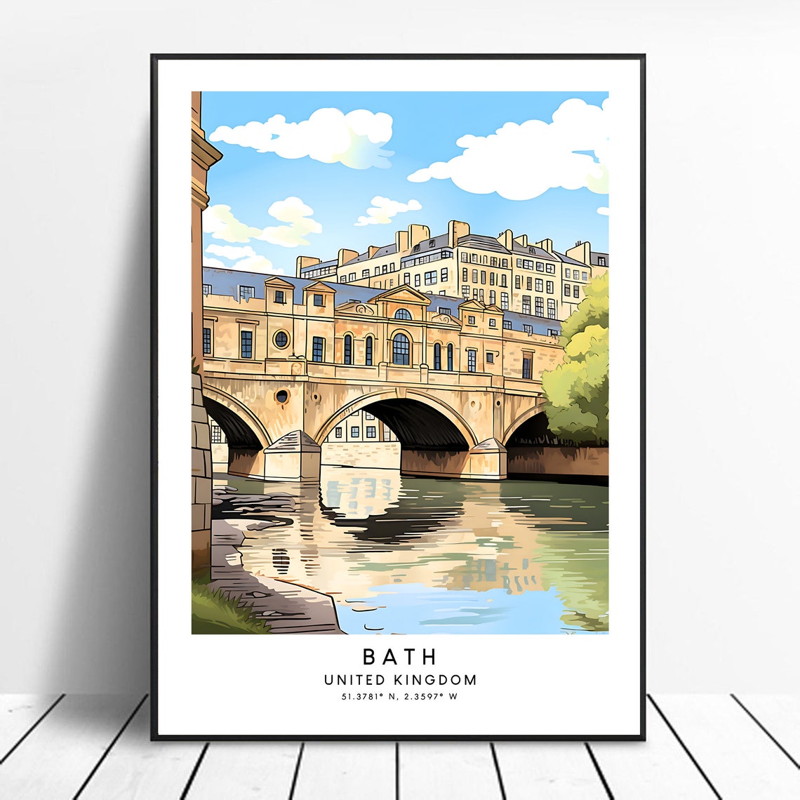Bath Travel Print Colourful Poster Abstract Minimalist Wall Art United Kingdom Gift