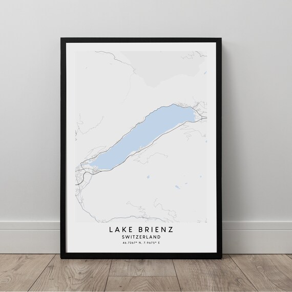 Lake Brienz Map Print Art Wall Minimalist Gift