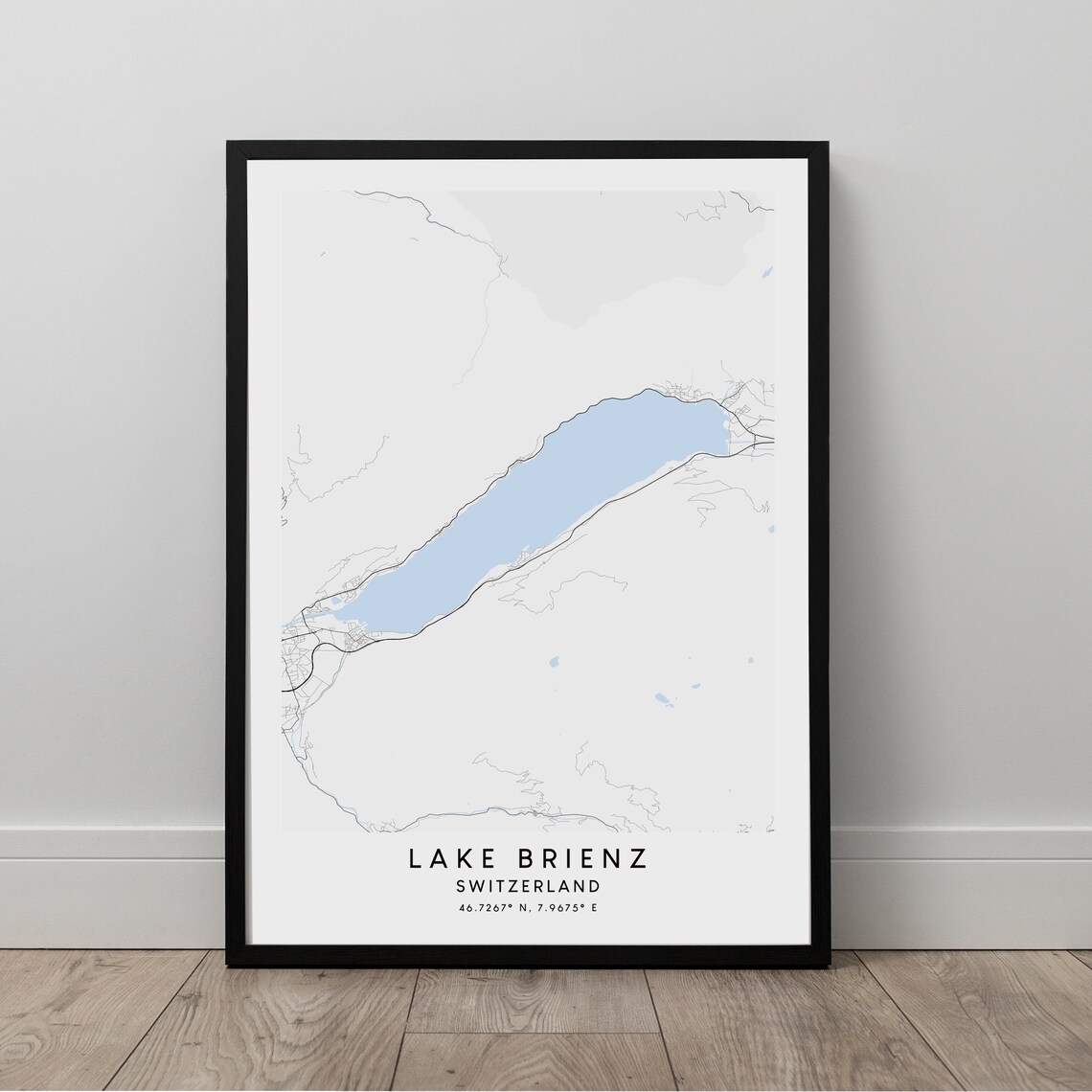 Lake Brienz Map Print Art Wall Minimalist Gift
