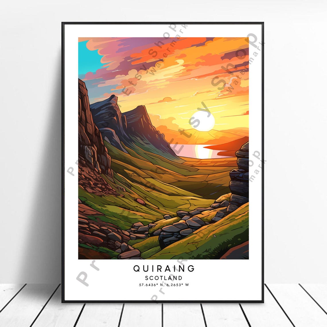 Quiraing Scotland Dramatic Sunset Mountain Isle of Skye Poster