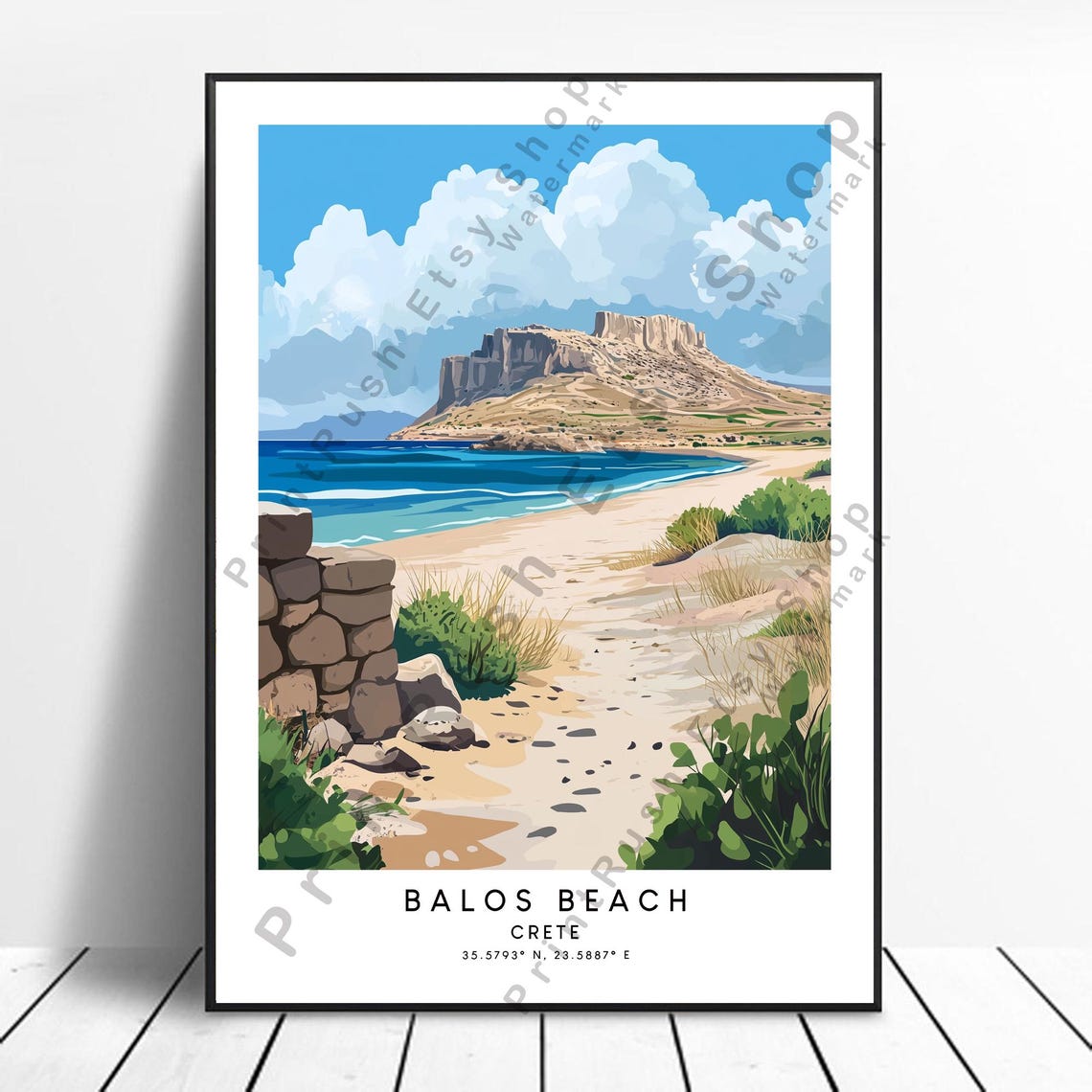Balos Beach Crete Greece Turquoise Bay Coastline Travel Poster