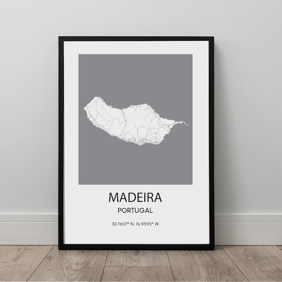 Madeira Island Map Print, Minimalist Travel Poster