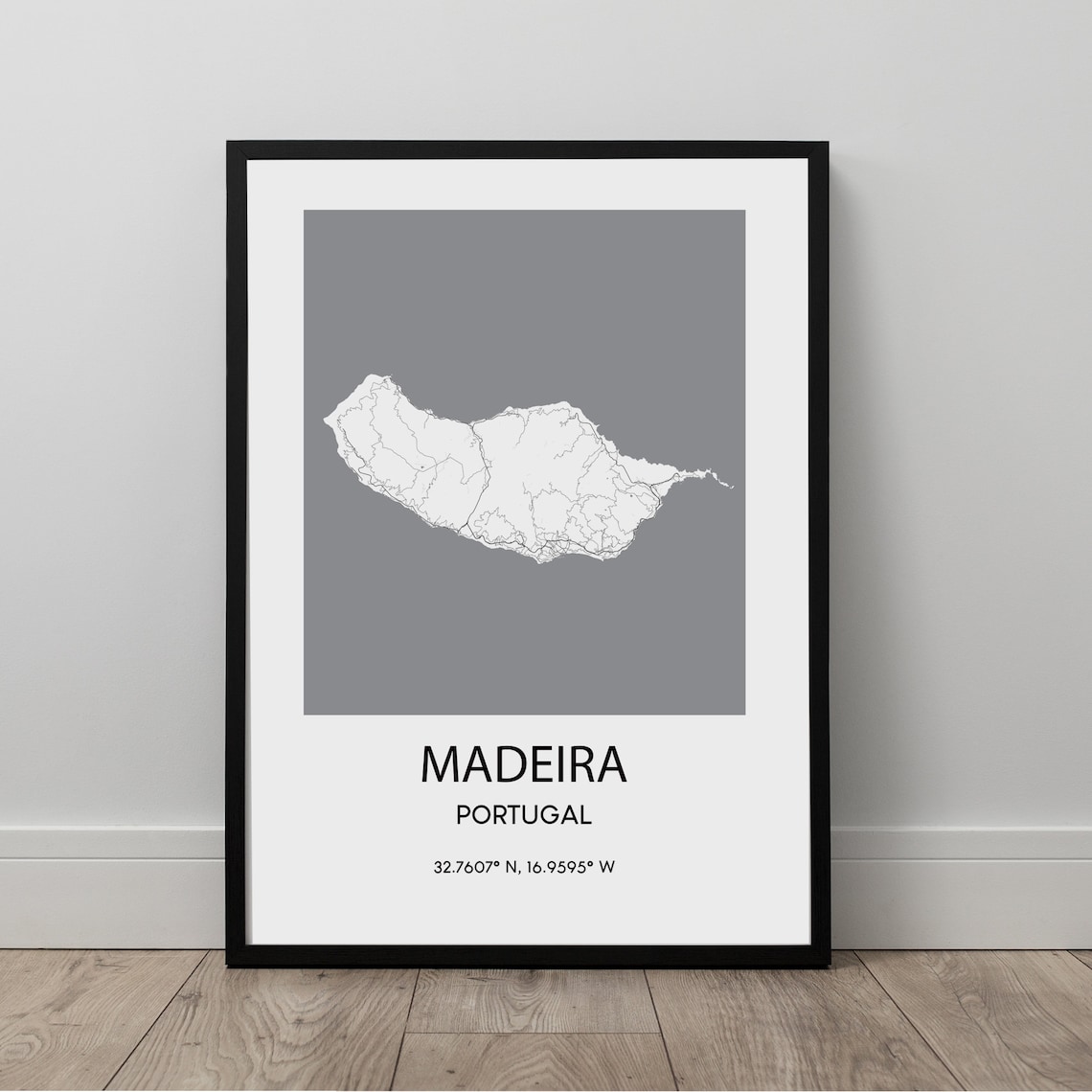 Madeira Island Map Print, Minimalist Travel Poster
