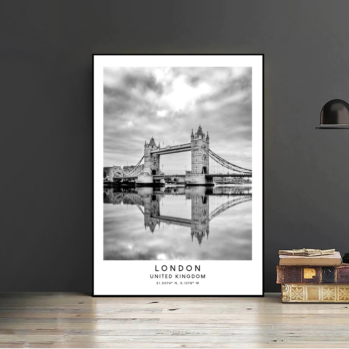 London Tower Bridge Black and White Travel Poster - Image 2