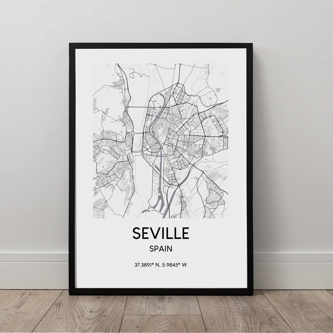 Seville City Map Print, Minimalist Spain Travel Poster