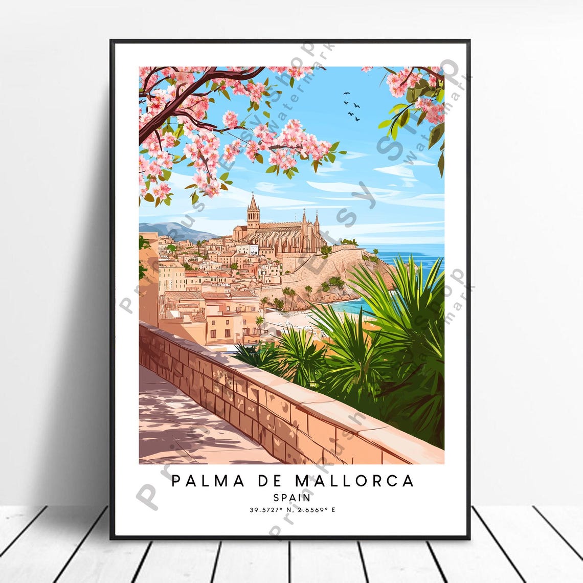 Palma de Mallorca Spain Cathedral Coast Spring Travel Poster