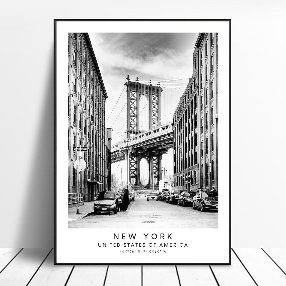 New York City Brooklyn Bridge Minimalist Travel Poster