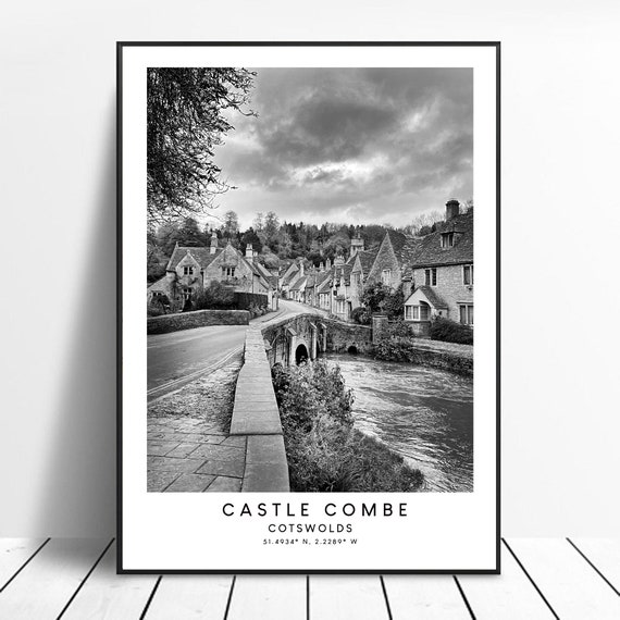 Castle Combe Print Black And White Castle Combe Poster Minimalist Castle Combe Wall Art Castle Combe Wall Print Castle Combe Gift Art