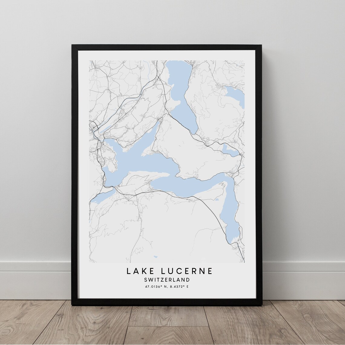 Lake Lucerne Map Minimalist Print Wall Art Travel Poster Artwork