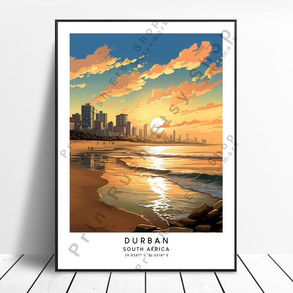 Durban Travel Print Poster South Africa Home Dcor Wall Hanging Colourful Art Gift