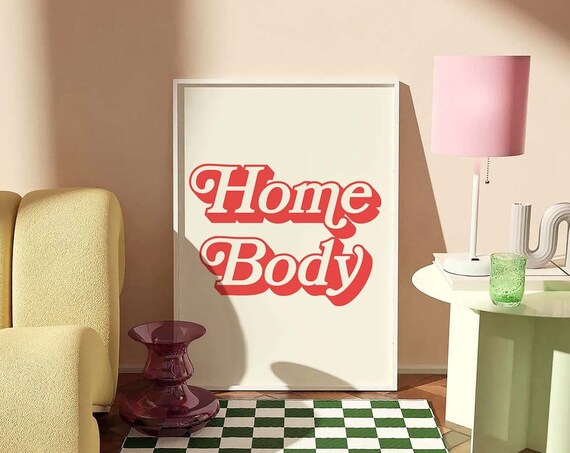 Homebody Print Art Minimal Red Typography Art Neutral Wall Art Trendy Art Print