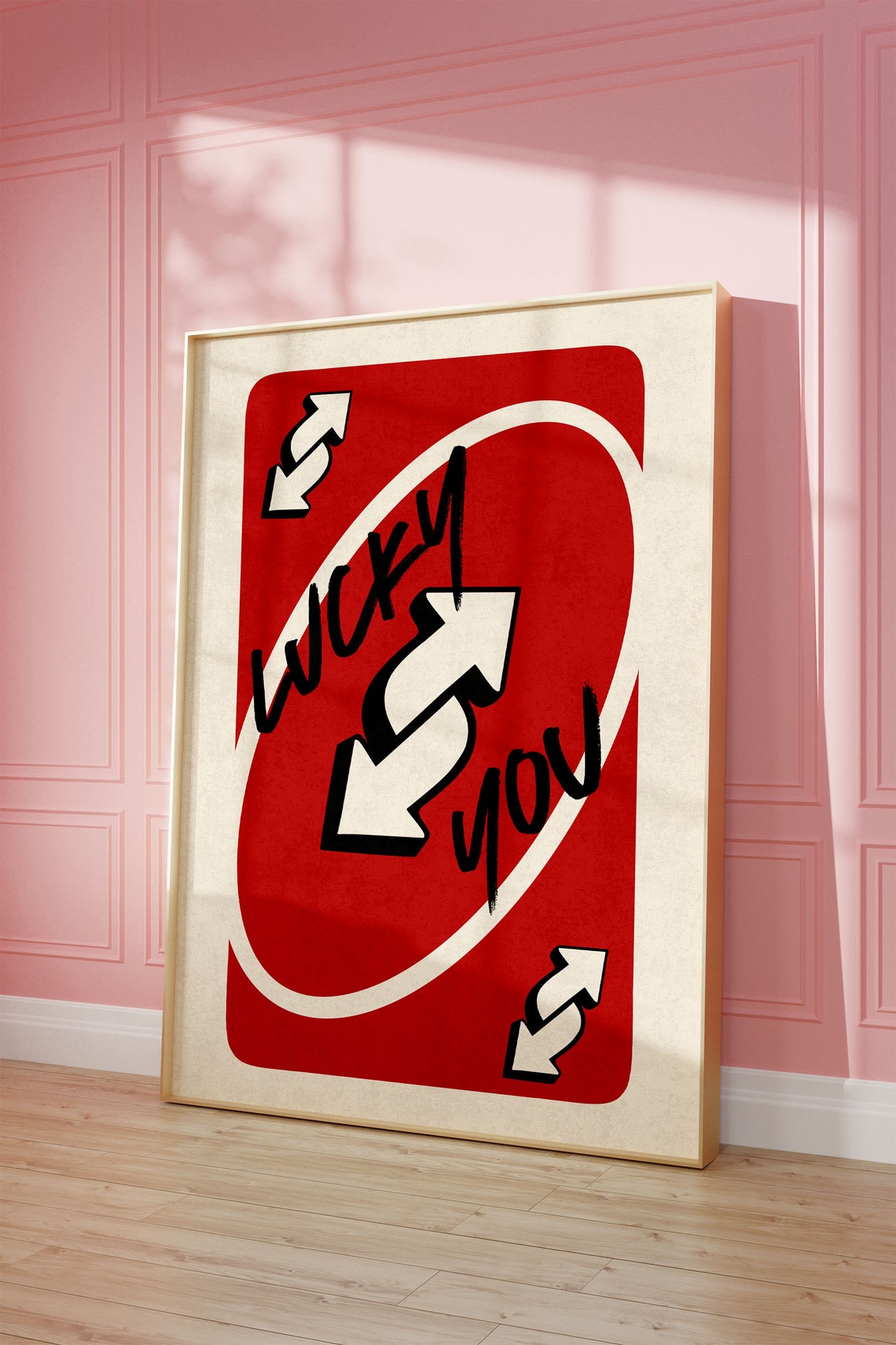 Lucky You Red Reverse Playing Card Retro Pop Art Trendy Poster - Image 2