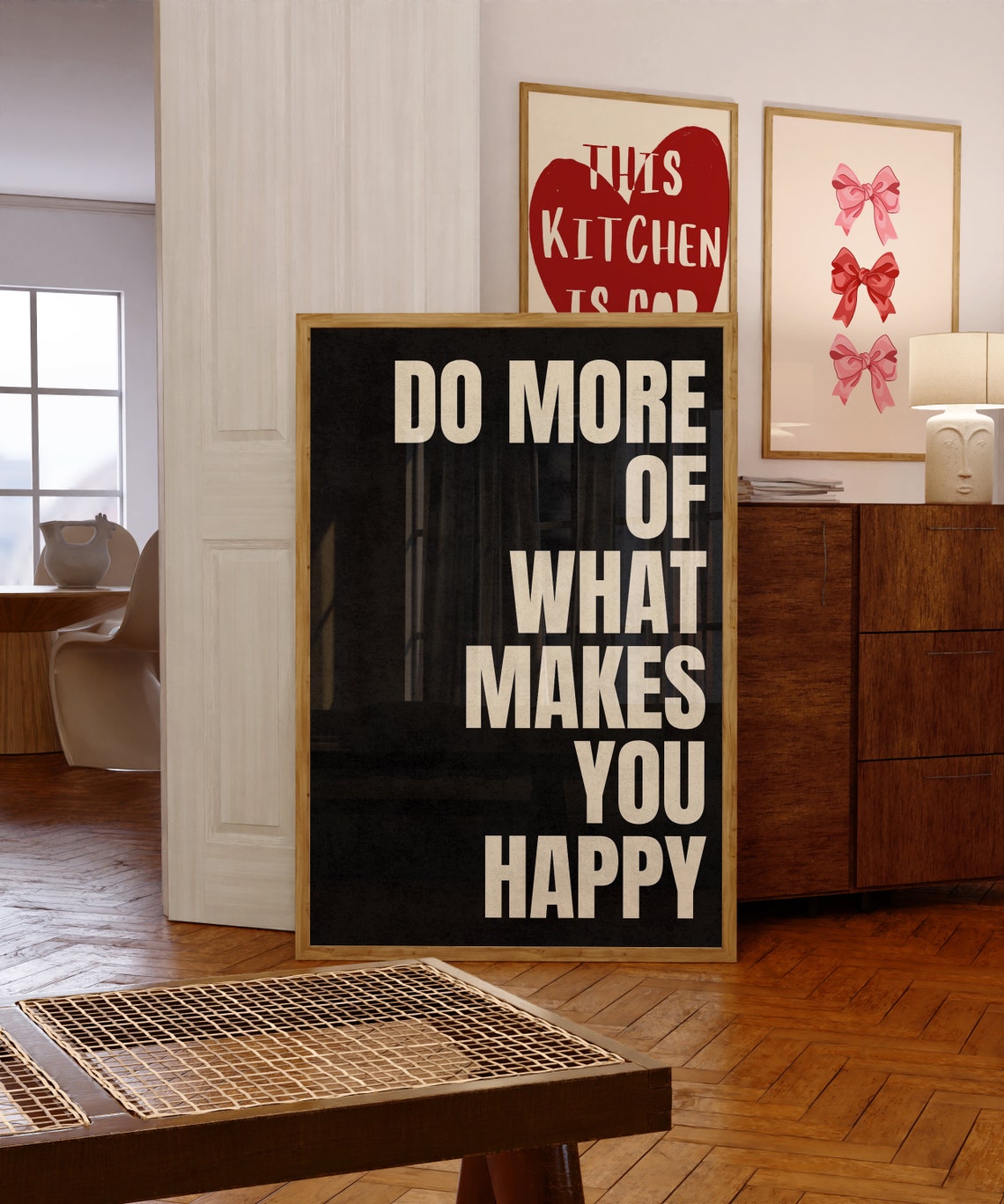 Do More of What Makes You Happy Black Typography Quote Poster - Image 4