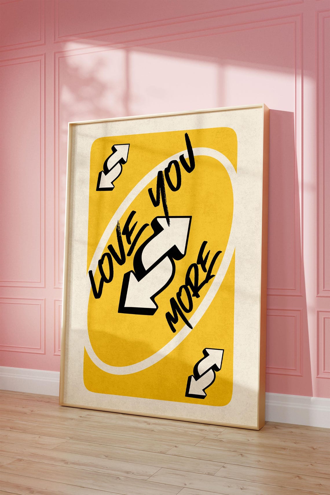 Love You More Yellow Playing Card Retro Valentine's Day Poster - Image 3