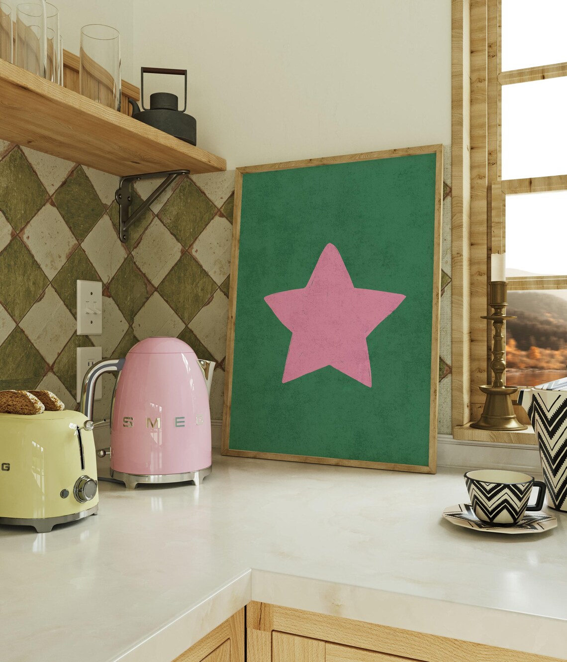 Retro Hand Drawn Star Art Print, Trendy Aesthetic Decor - Image 2