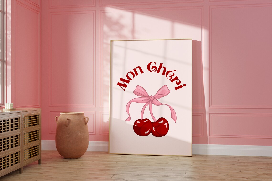 Mon Cheri Cherry Coquette Retro Art Print - Image 2