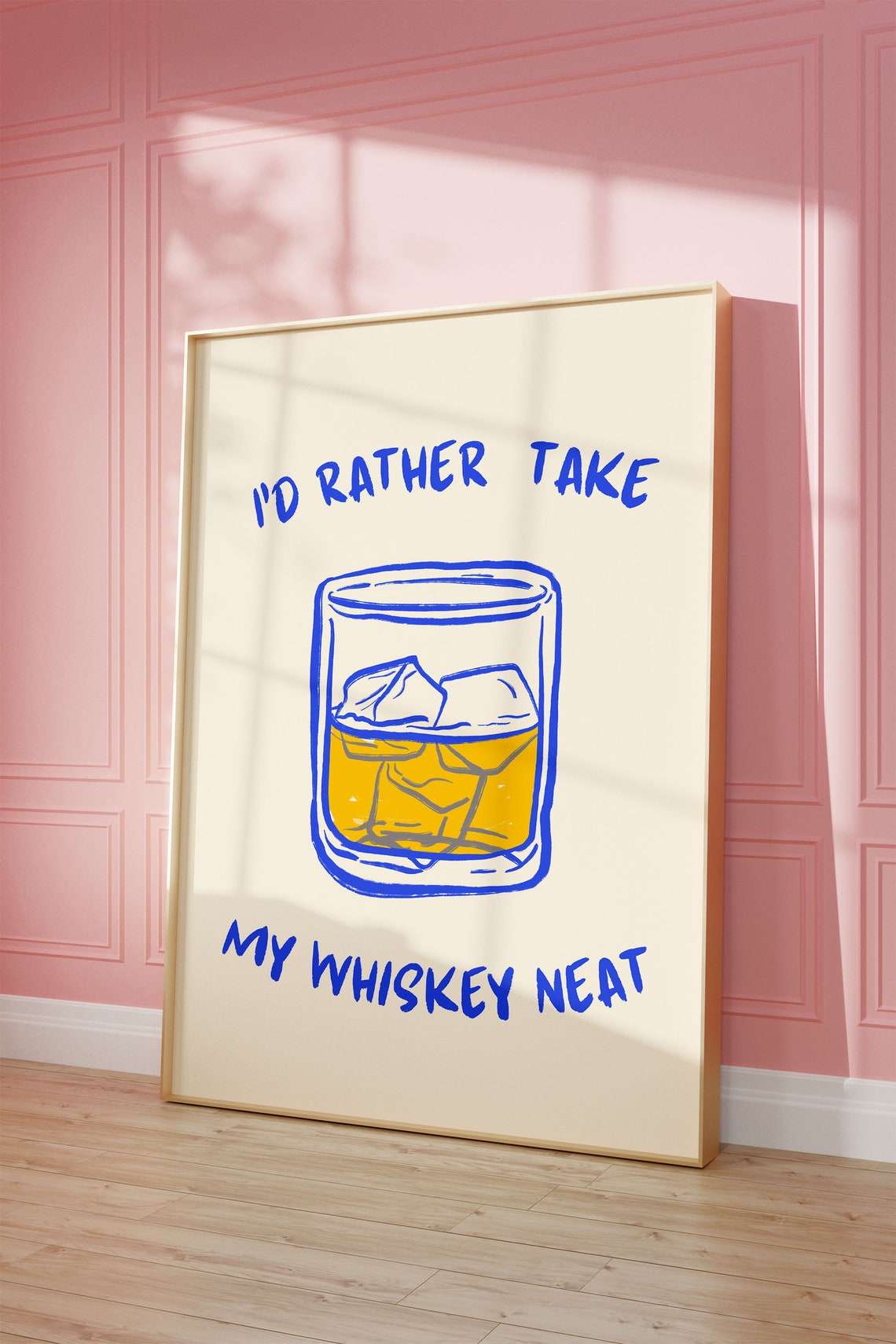 I Would Rather Take My Whiskey Neat Retro Bar Cart Art Poster - Image 2
