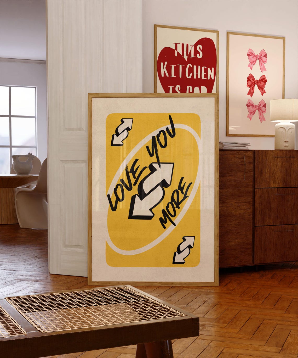 Love You More Yellow Playing Card Retro Valentine's Day Poster - Image 4