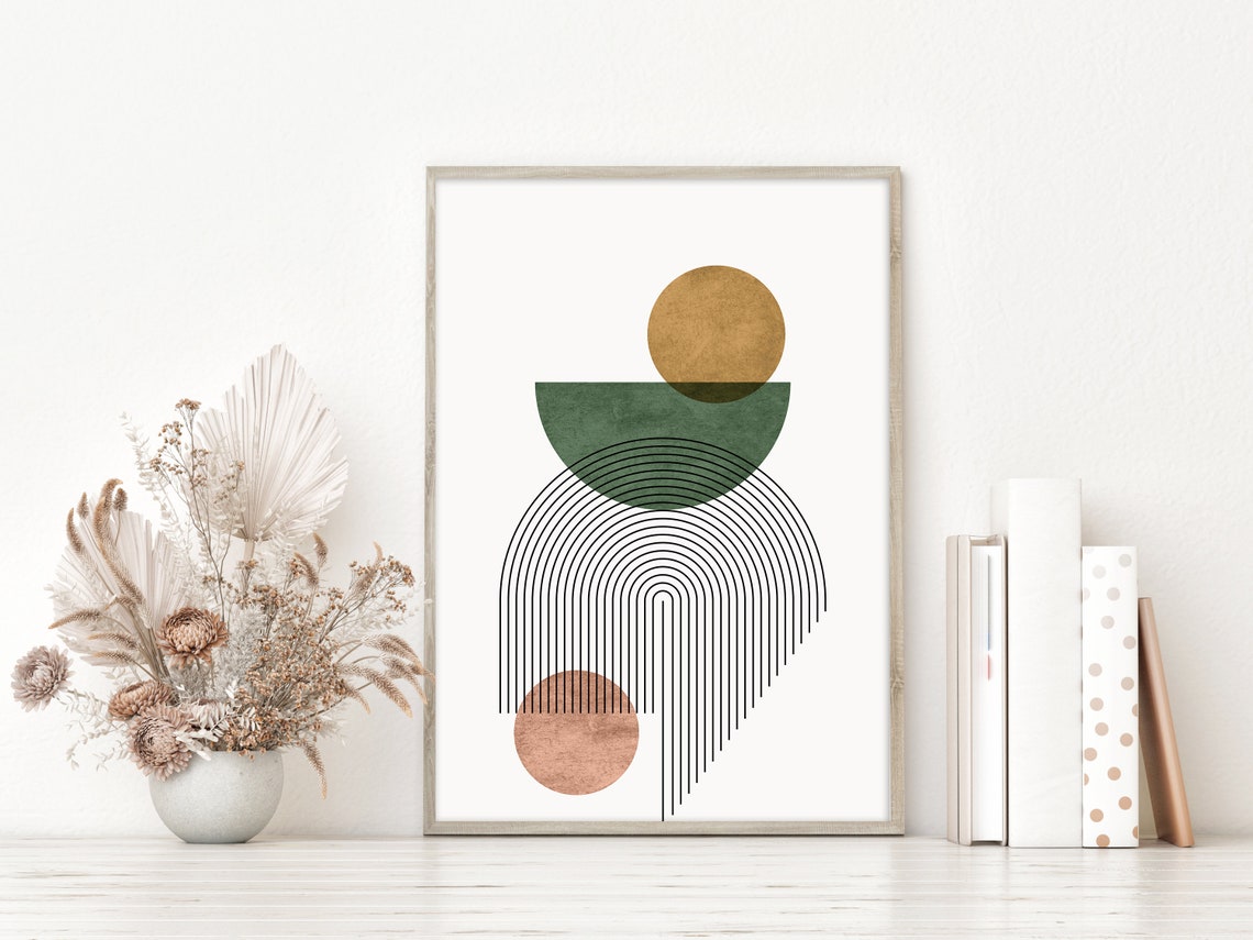 Emerald Green Gold Geometric Arch Nordic Minimalist Art Poster - Image 2