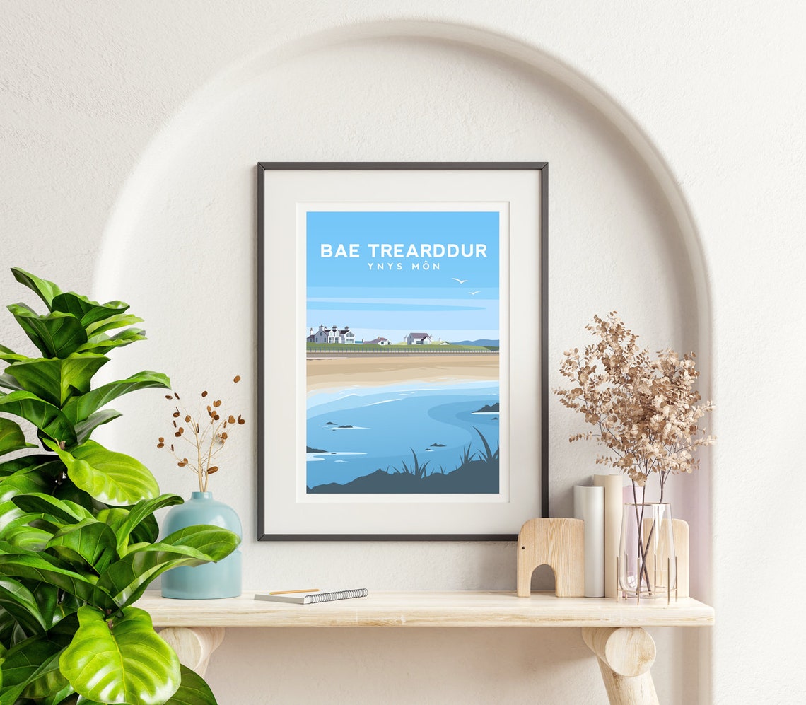 Trearddur Bay Anglesey Wales Beach Seaside Coast Illustrated Poster