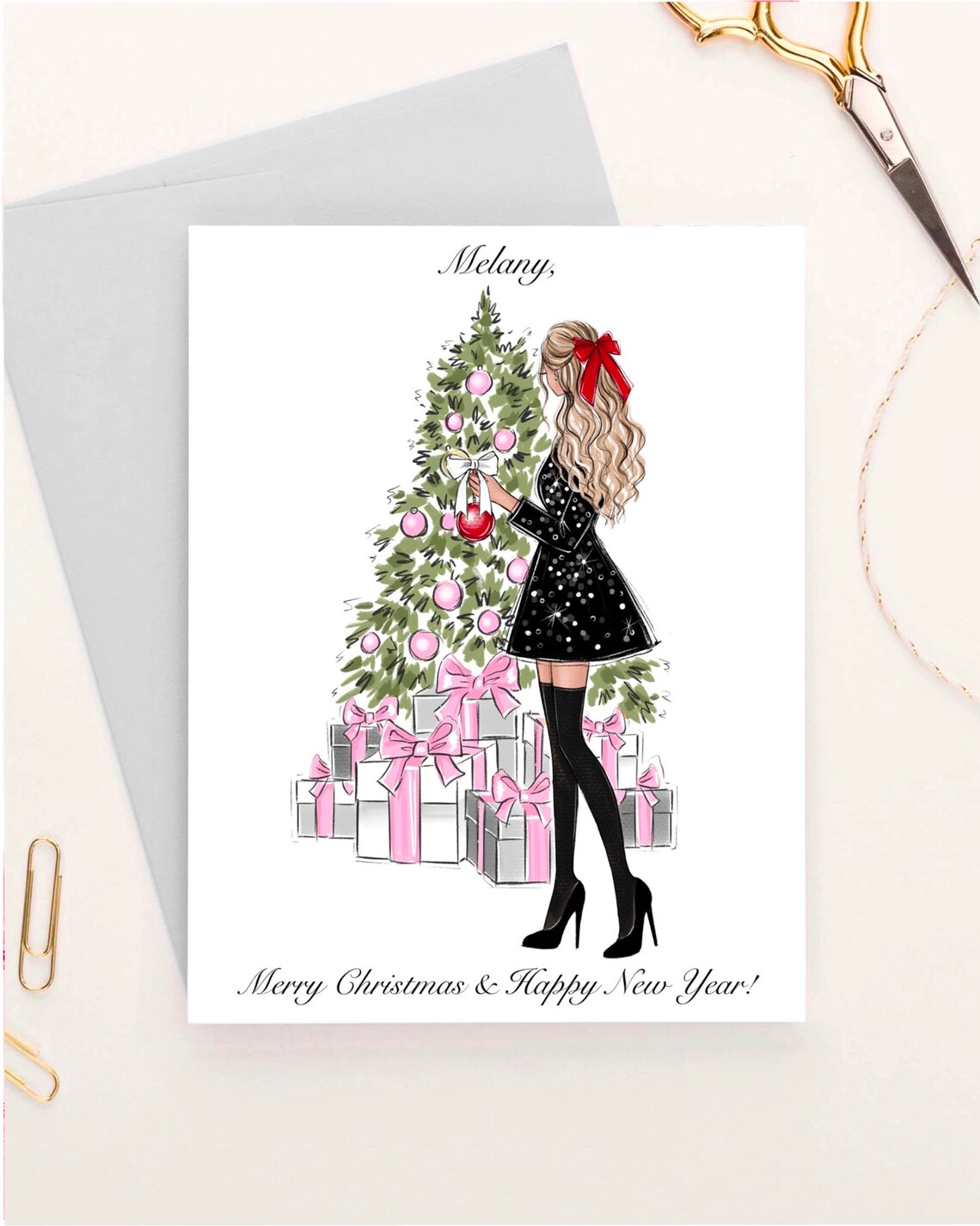 Personalized Christmas Greeting Card Fashion Illustration - Image 4
