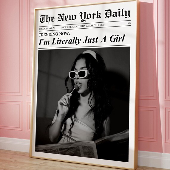 Im Literally Just A Girl Newspaper Vintage Fashion Funny Poster