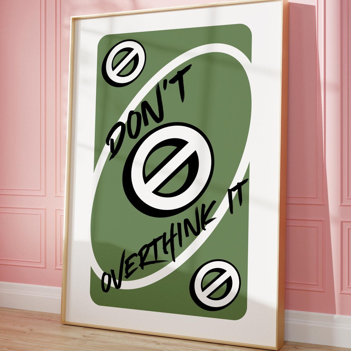 Dont Overthink It Sage Green Playing Card Style Mindset Poster - Image 6