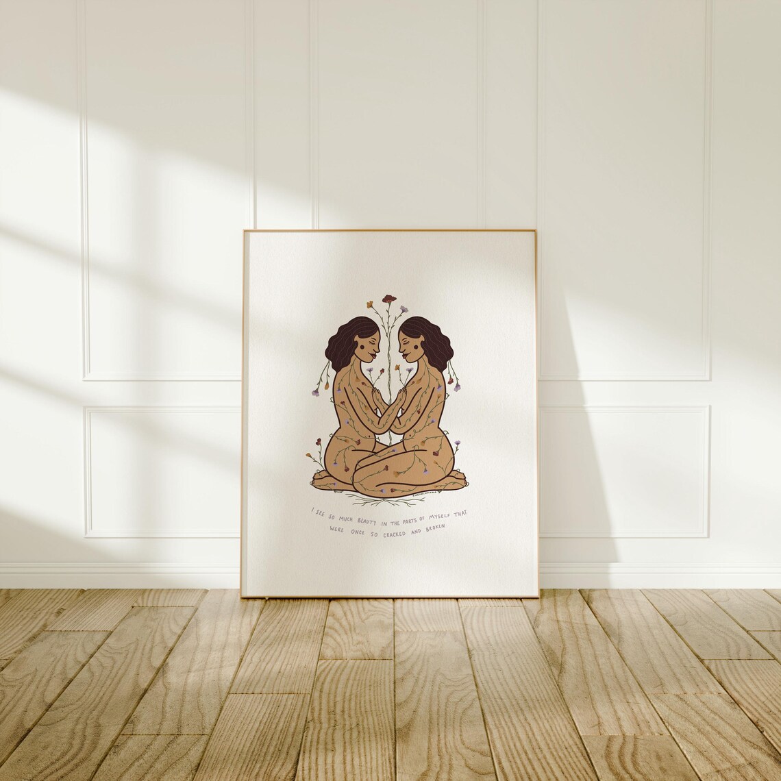 Self Love Healing Floral Women Quote Mental Health Art Poster - Image 3