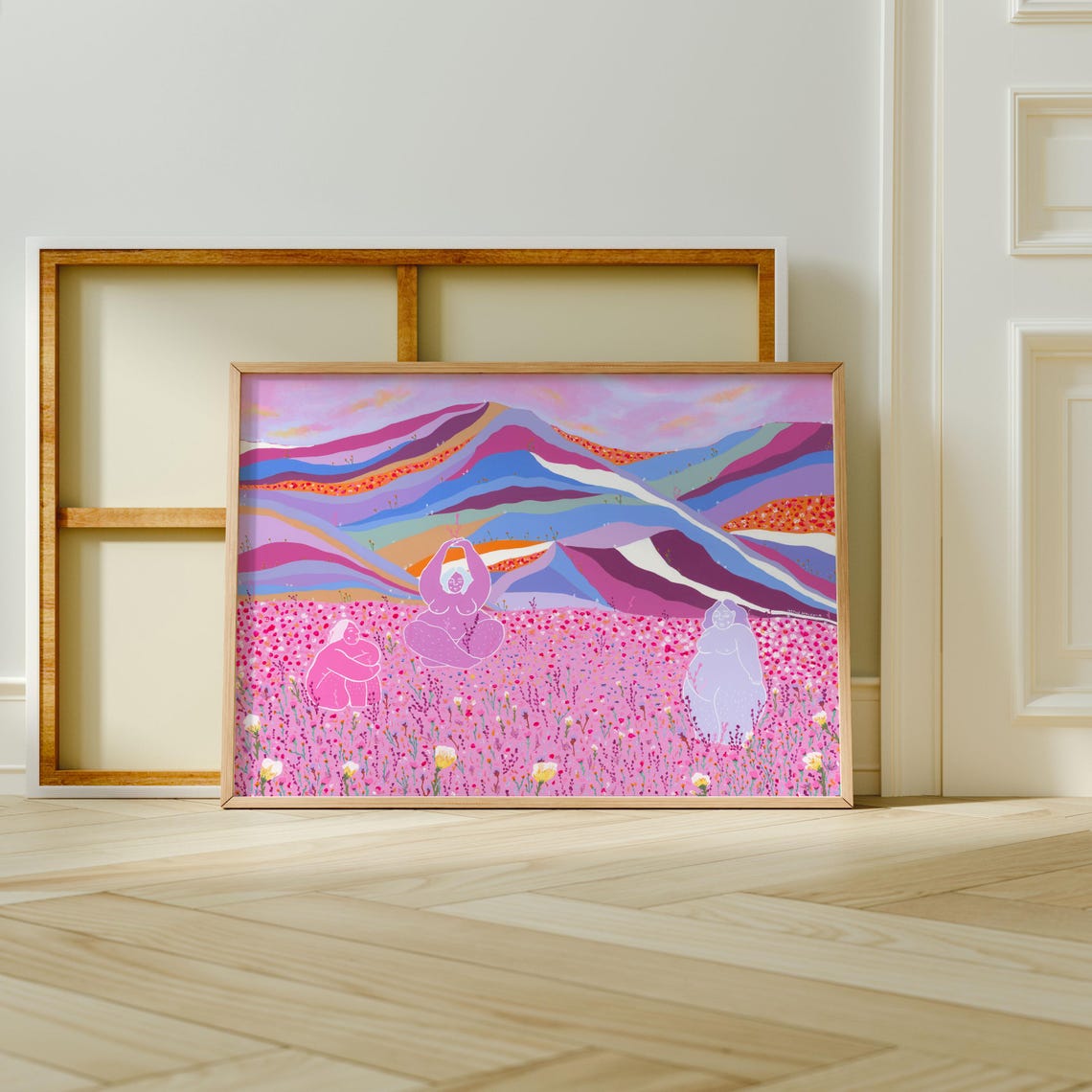 Organic Movements Pink Feminine Healing Mountain Dreamscape Gicle Fine Art Print - Image 2