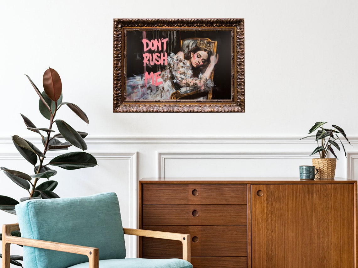 Dont Rush Me Sleeping Crowned Queen Dark Painterly Art Poster - Image 4