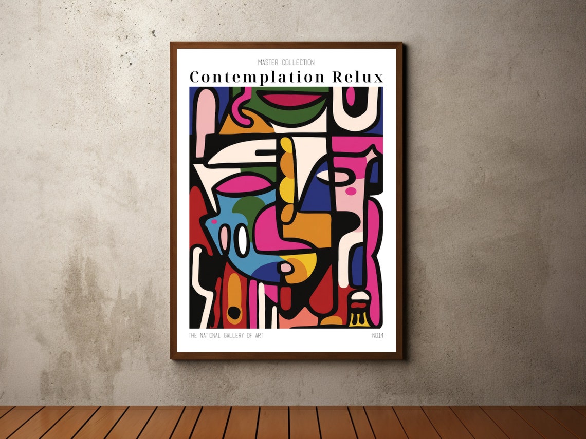 Contemplation Relux Cubist Abstract Face Bold Color Art Poster