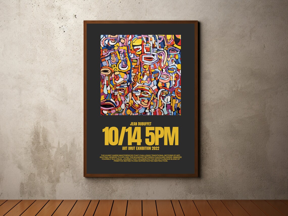 Jean Dubuffet Inspired Art Brut Chaotic Faces Exhibition Poster