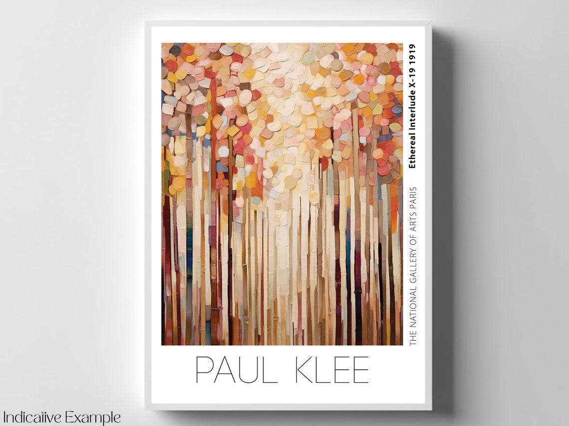 Paul Klee Inspired Shimmering Autumn Forest Gold Pink Poster - Image 4