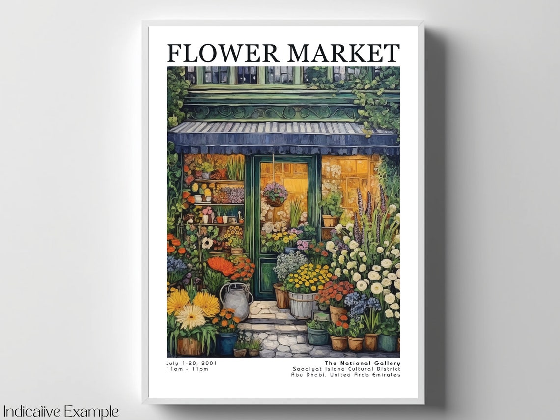 Flower Market Glowing Green Storefront Evening Blossom Art Poster - Image 4