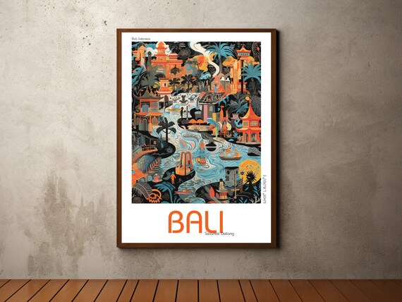 Bali Travel Print Bali Print Bali Poster Bali Wall Art Bali Art Print Destination Print Poster Travel Poster Bali Pop Art