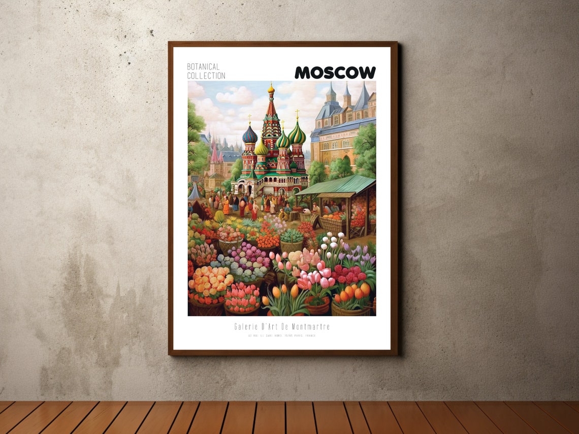 Moscow Botanical Collection Onion Dome Cathedral Market Art Poster