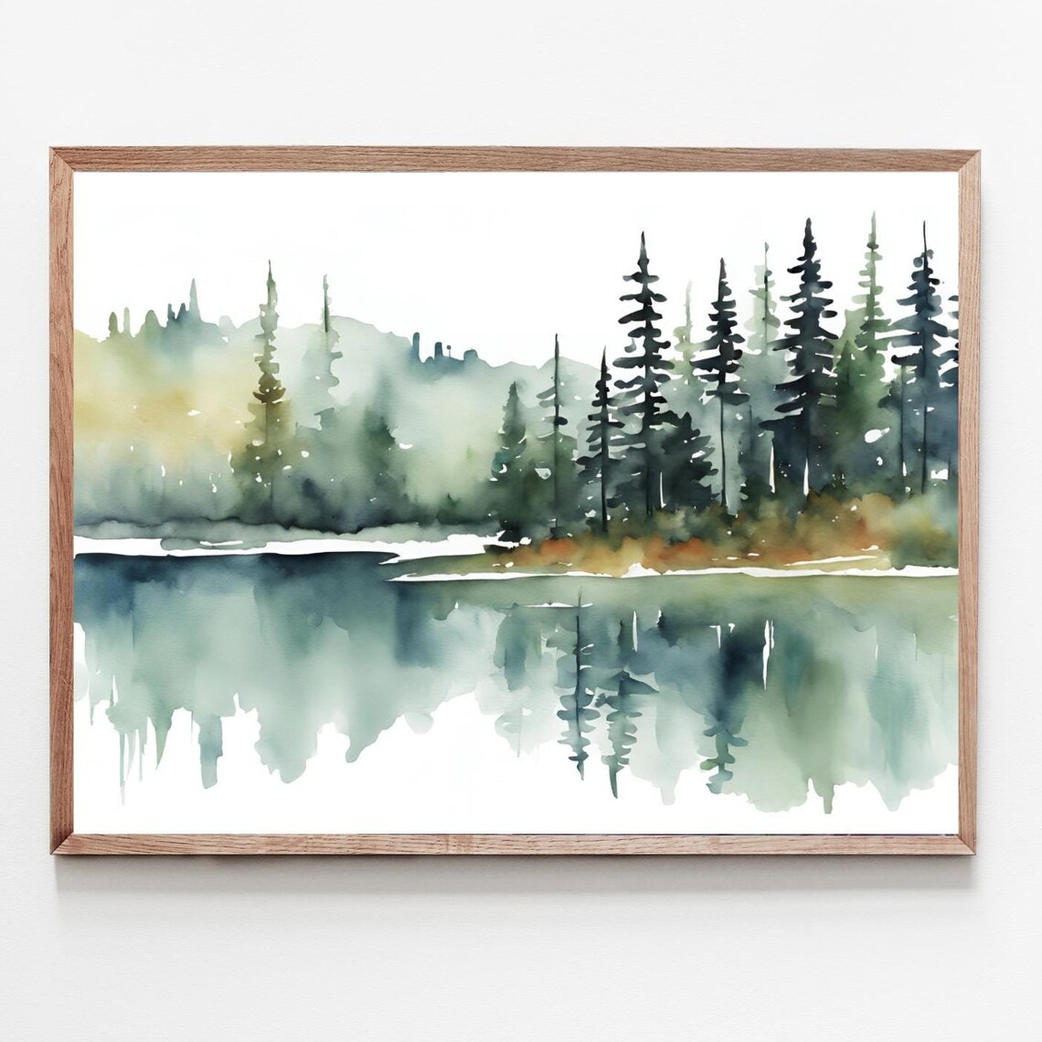 Forest Lake Painting, Michigan Watercolor Art Print