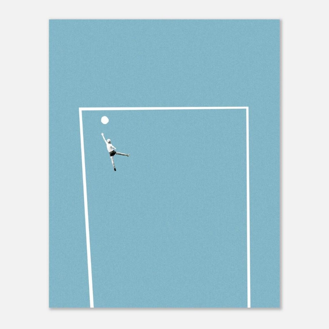 Minimalist Football Player Goal Kick Soccer Blue Match Art Poster - Image 2