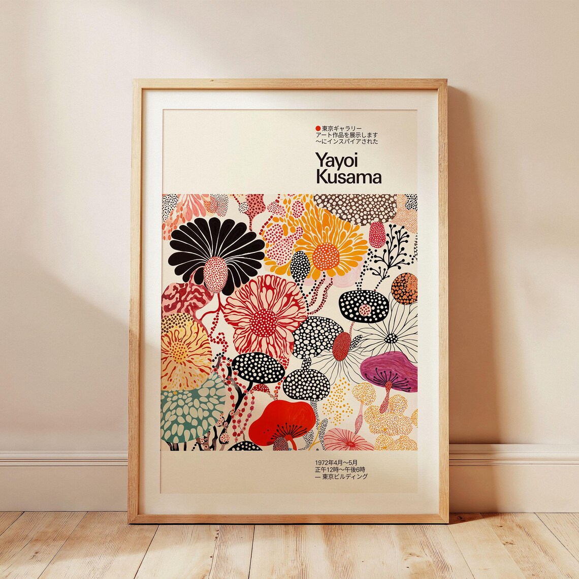 Yayoi Kusama Inspired Giant Bloom Botanical Flower Collage Poster