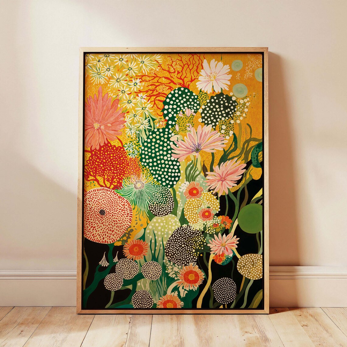 Abstract Daisy Botanical Art Print, Modern Floral Decor