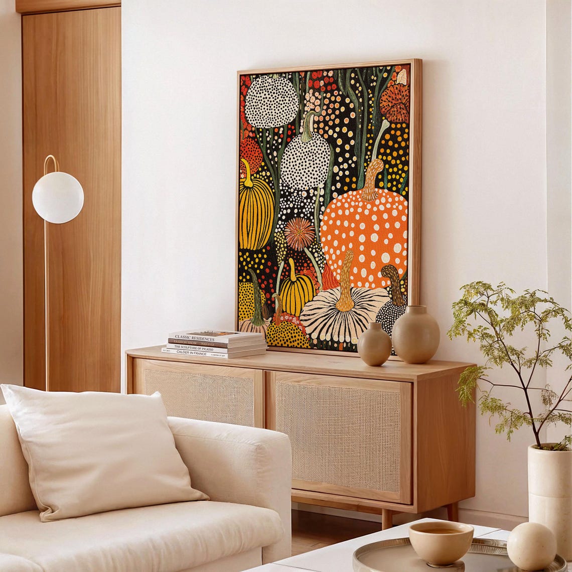 Yayoi Kusama Pumpkin Patch Night Harvest Dot Motif Artwork Poster - Image 3